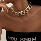 Stylish Gold and Silver Chunky Chain Necklace.
